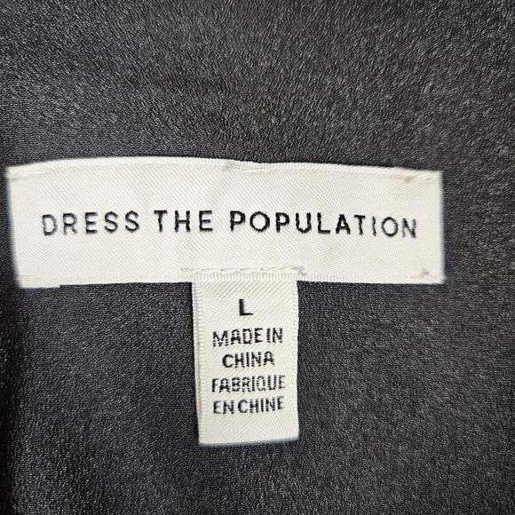 Dress the Population Helen Dress Black Tan Lace Trumpet Gown Maxi Leopard Size L - Picture 12 of 15